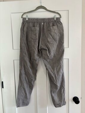 Prana Gray Elastic-Waist linen pants